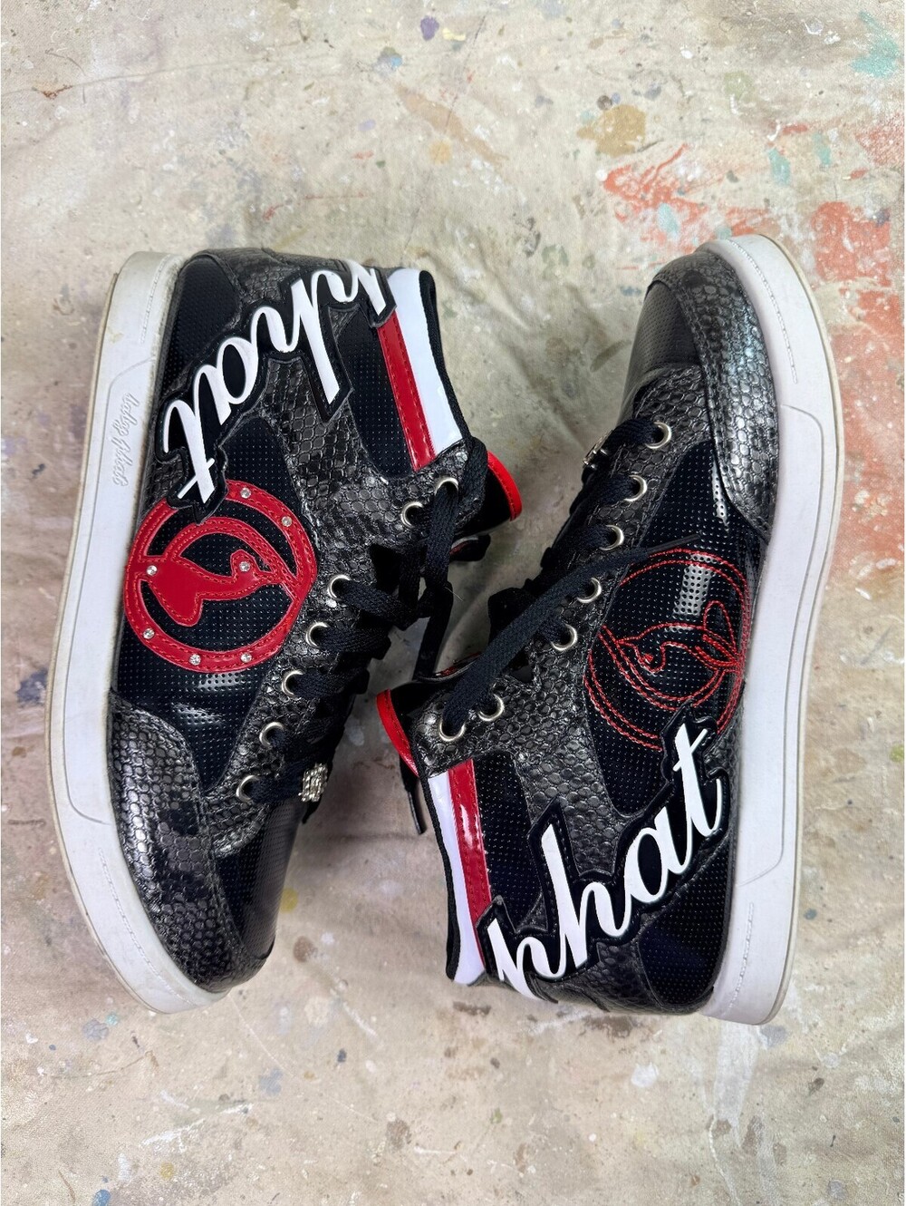 Baby Phat Y2K Black Red Snakeskin High Top Sneakers Womens 8.5